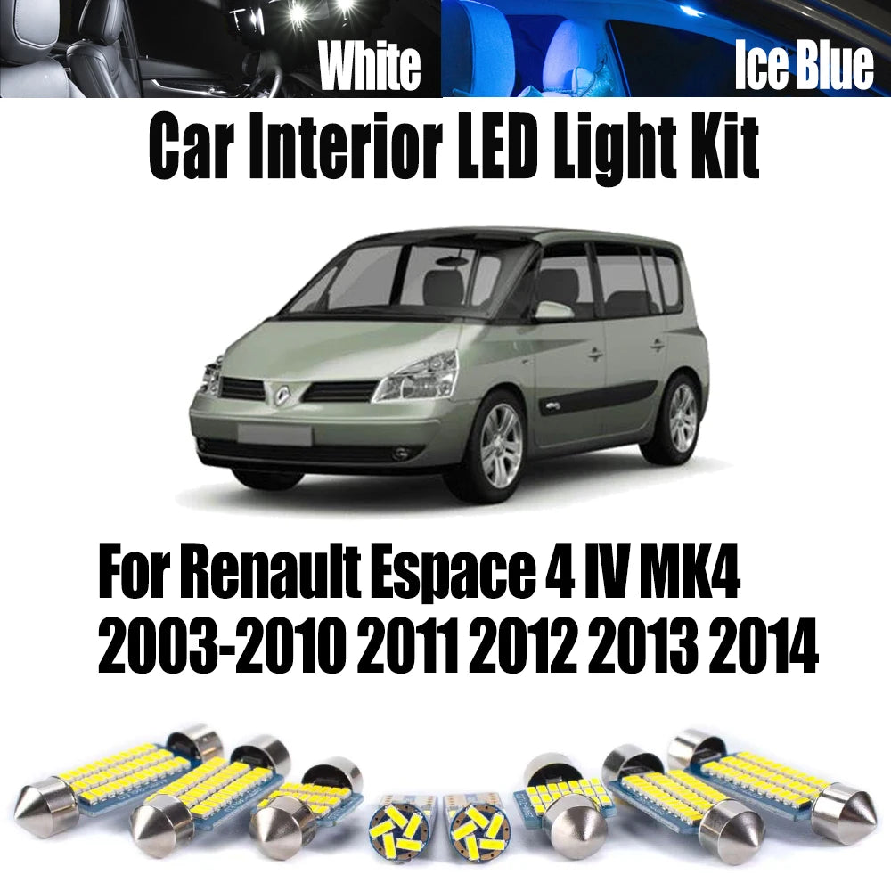 Bulb For Renault Espace 4 IV MK4 2003-2011 2012 2013 2014 LED Interior Dome Ceiling Map Door Light Kit for