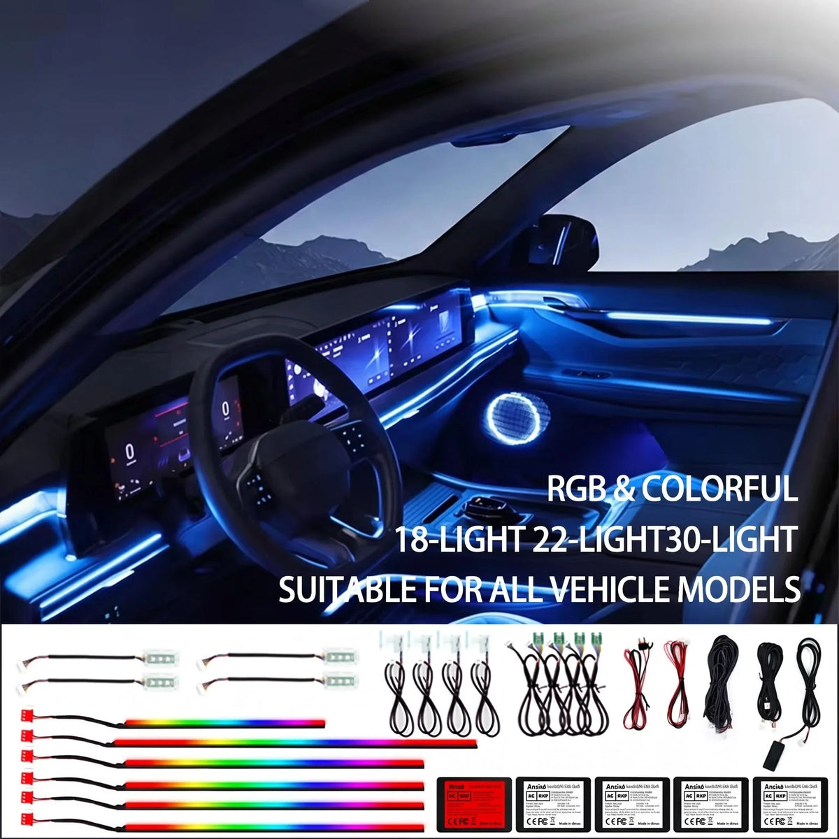 Universal Symphony Car Ambient Light 128 Color LED Strip Acr