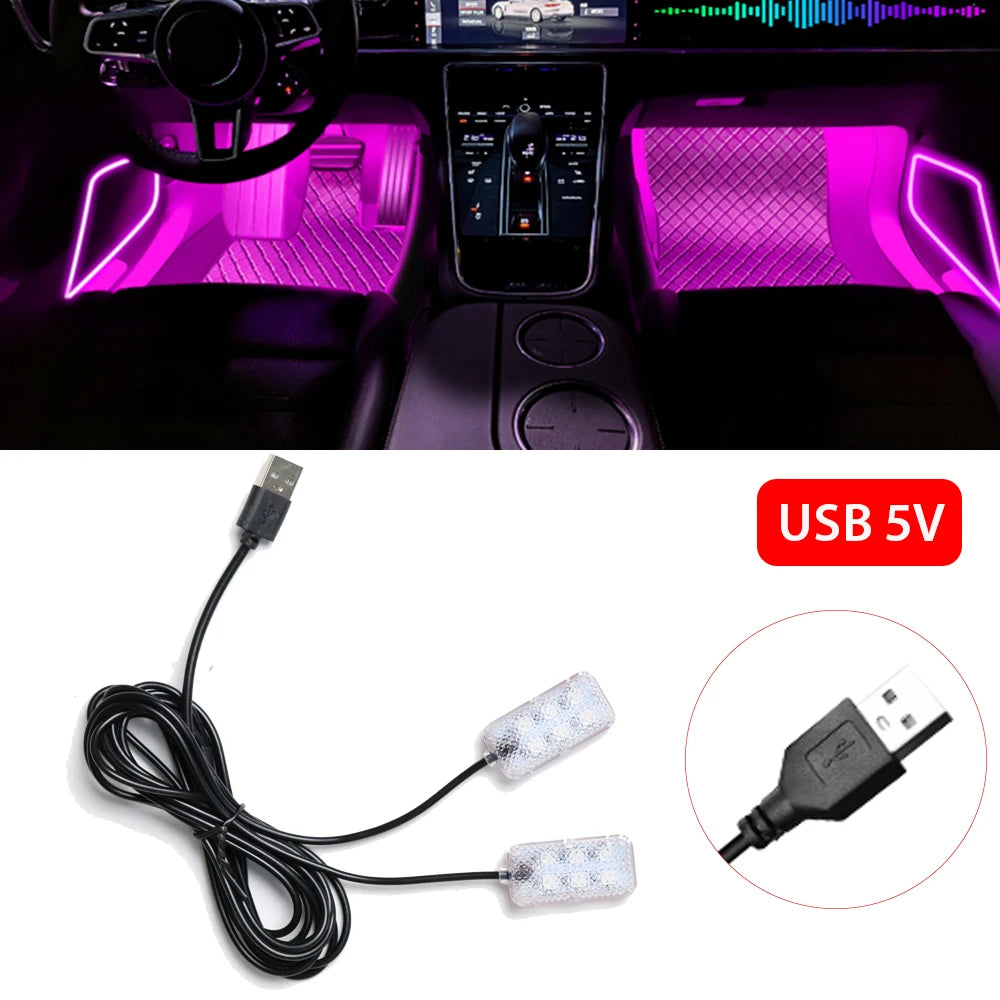Foot Light Car Accessories LED Car Interior Ambient Foot Light with USB Atmosphere Decorative Lamps