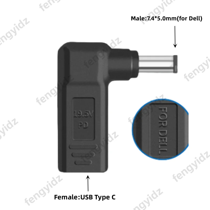 Laptop Power Adapter Connector Dc Plug USB Type C Female to Universal Male Jack Converter for Hp Dell Asus Acer Lenovo Notebook