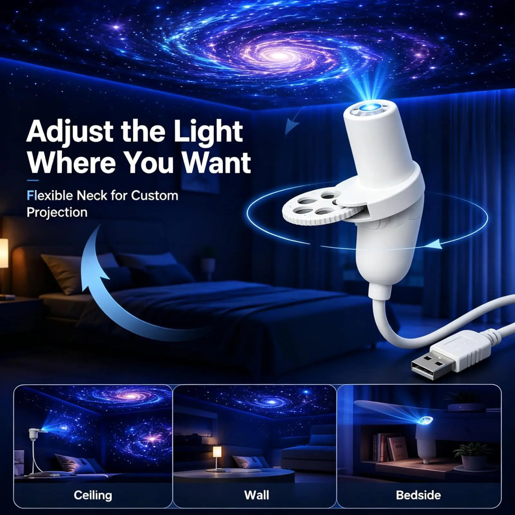 Mini USB Galaxy Star Projector Night Light 5/10/15 Patterns 