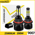 1 Set 4 Sides 9007 LED Car Headlight Bulbs 25000LM 200W 9007