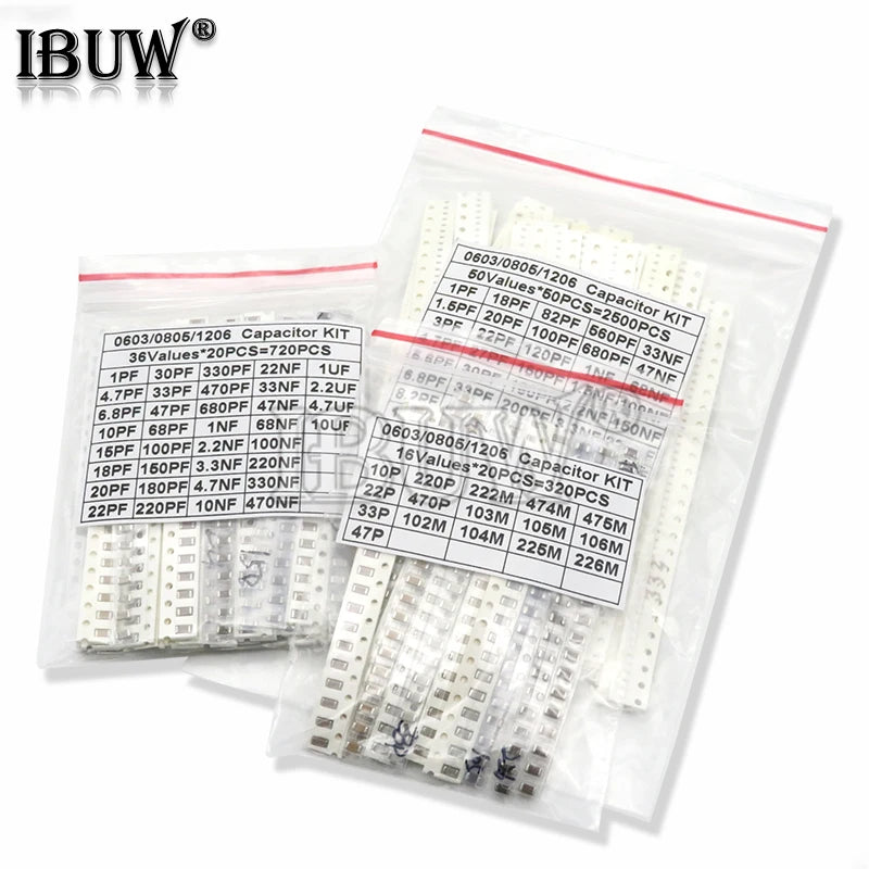 1pack 16/36/50Values 320PCS 720PCS 2500PCS 0603 0805 1206 SM