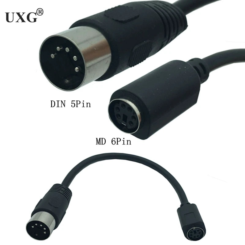 New PS2 DIN5 Male To MD6 Female Cable 0.15m For Keyboard Mou