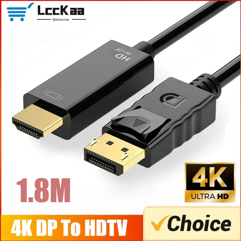 1.8M DP To HDMI-compatible Cable 4k DisplayPort To HD Adapte
