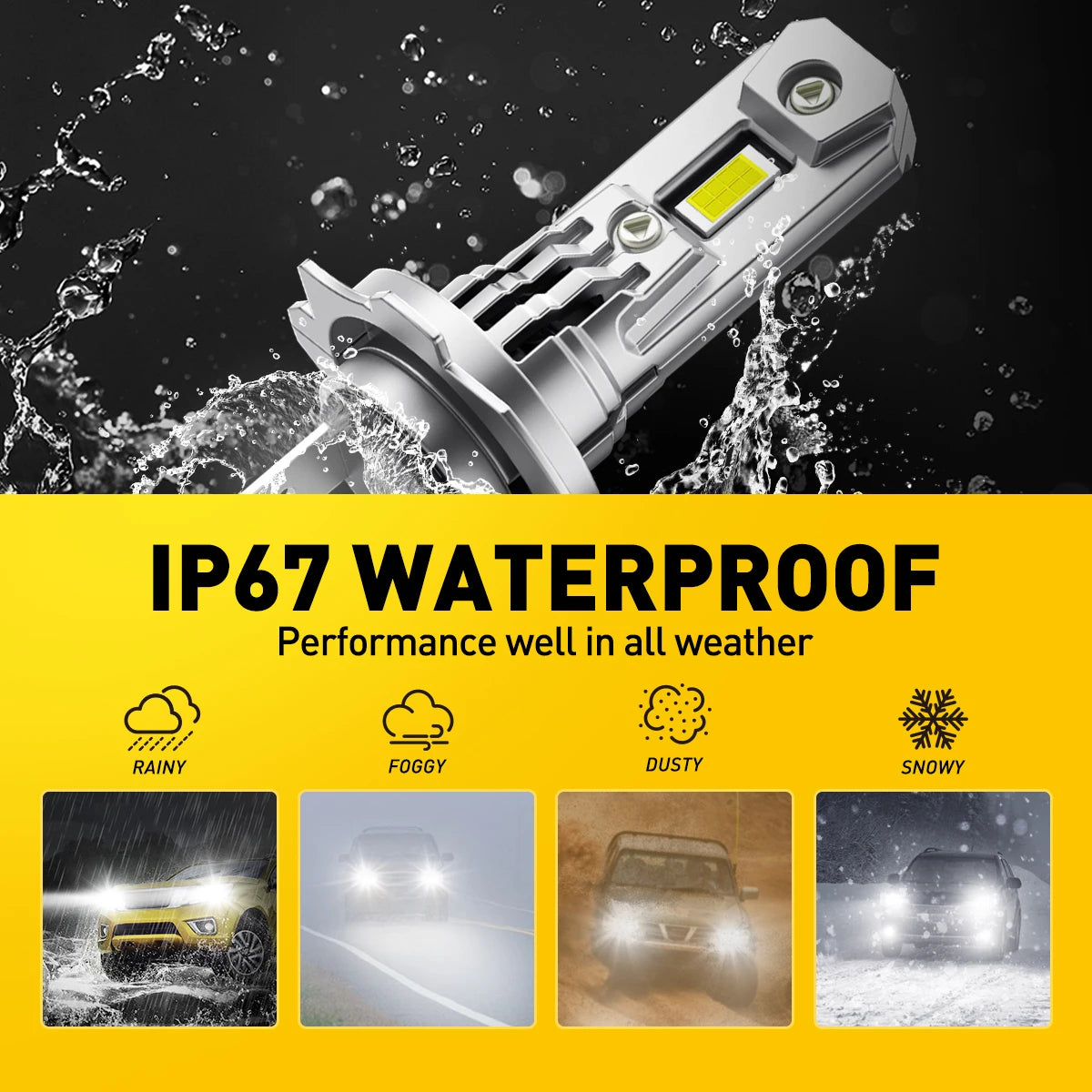 AUXITO 2Pcs Car H7 LED Headlight Bulb Mini Turbo LED High Lo