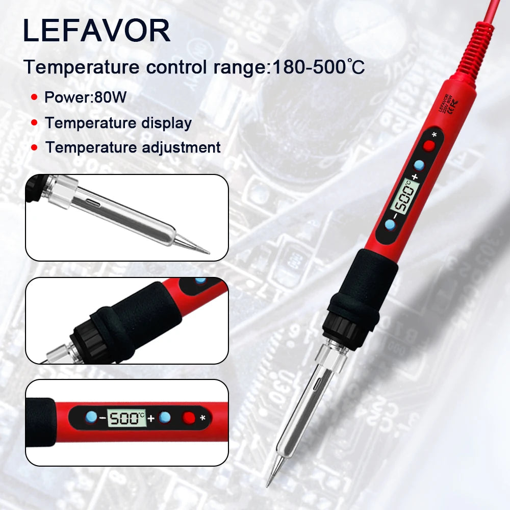 80W Soldering iron kit adjustable temperature LCD solder wel