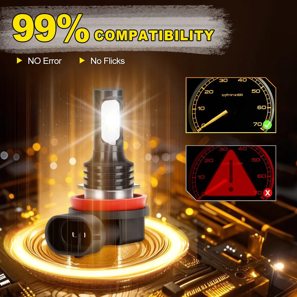 2pcs H8 H9 H1 H3 Led H11 9005 HB3 9006 HB4 Car CSP LED Fog H