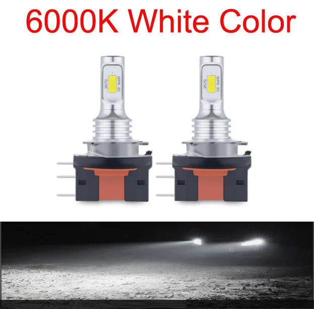 2Pcs H15 LED H11B H8B H9B Headlight Bulbs CANBUS 6500K Yellow Blue White 30000LM Car LED High Beam DRL Driving Lamp