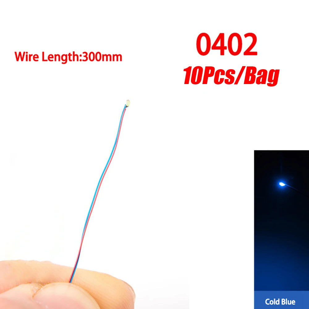 10Pcs/Lot Model 0402 0603 SMD LED Wired Chip Micro Led Pre-Soldered Lamp Railway Model 30cm 3V DIY Model Kit For Gundam Scenes
