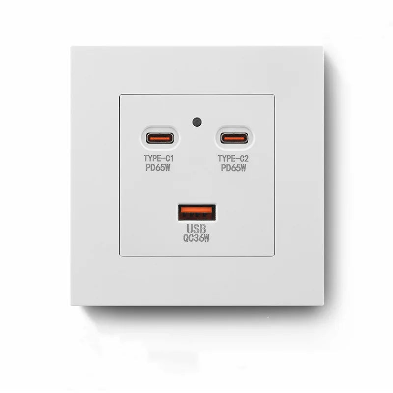 High-End New Pop Gallium Nitride USB Socket 65W Fast Charging Panel 86 Type Type-C Concealed USB Power Interface For Home Use