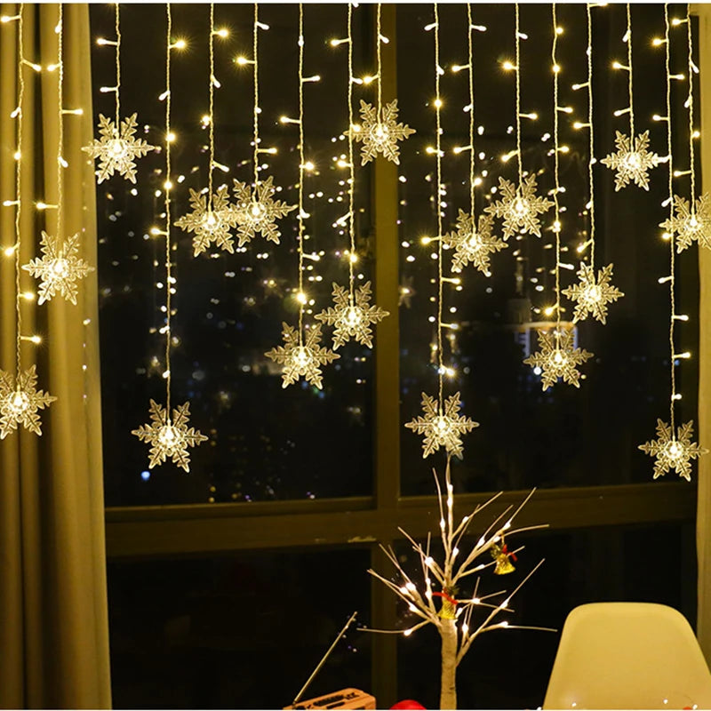 3.2M Christmas Snowflakes LED String Lights Flashing Fairy C