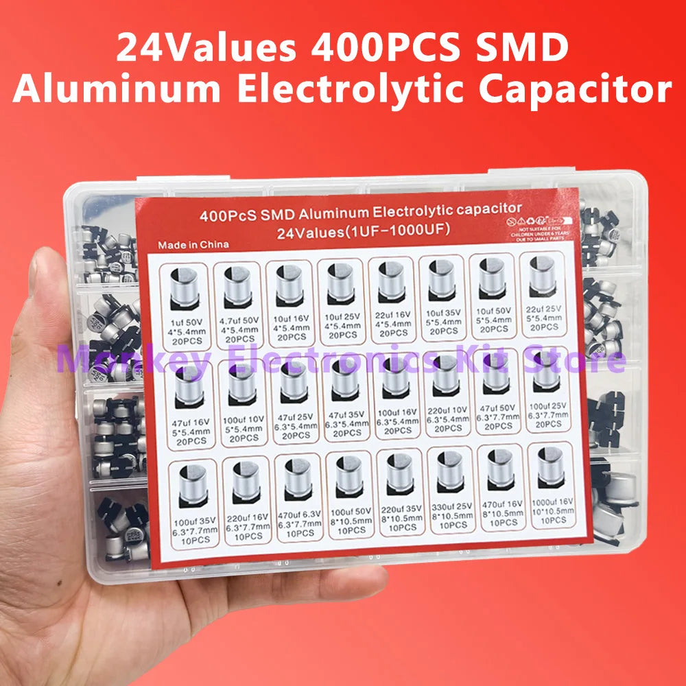 400PCS SMD Aluminu Electrolytic Capacitor Kit condensadores 