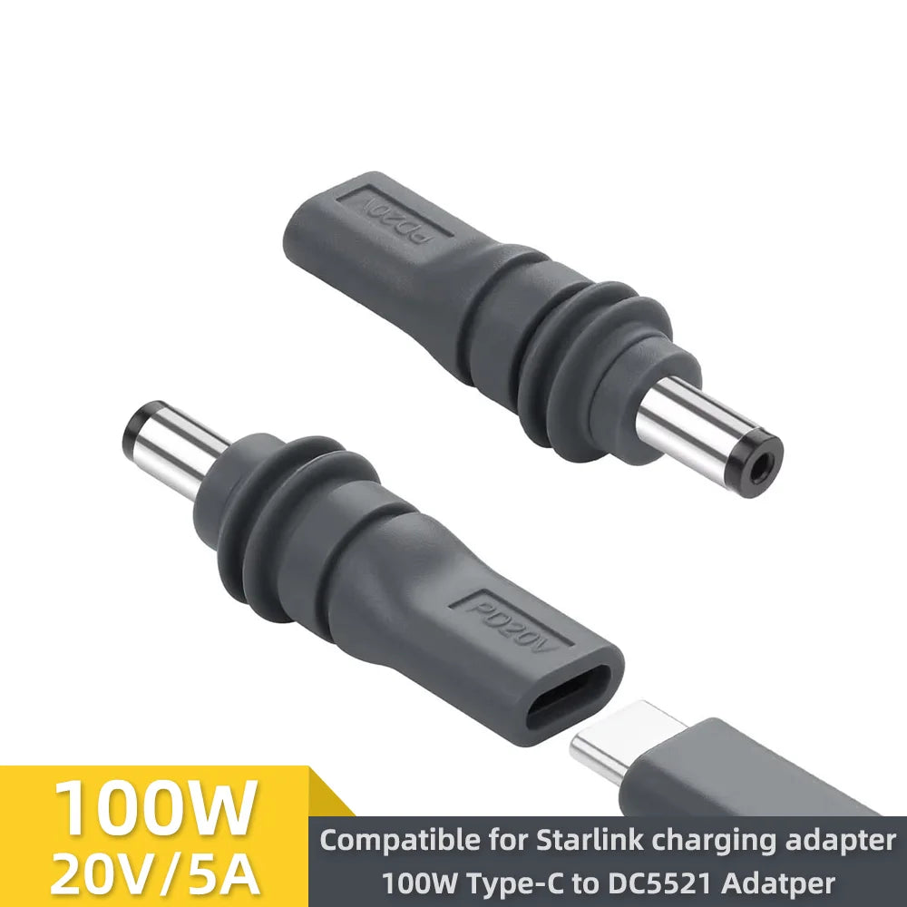 USBC Female to DC5521 Male/DC Female to DCMale Power Adapter