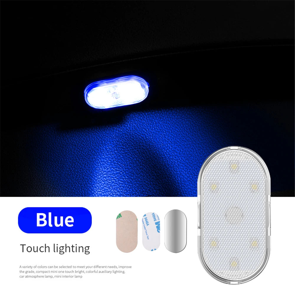 1/2pcs Multi Color Car Light Wireless LED Touch Light Roof Ceiling Sensor Read Lamp Mini USB Charging Light Auto Interior Lamp