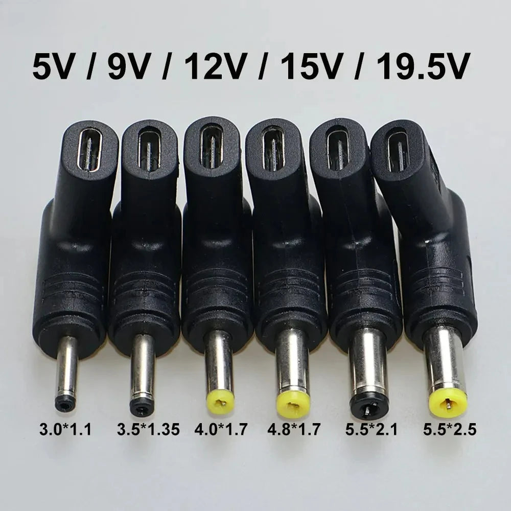 5V 9V 12V 15V 19.5V TypeC to DC Jack Plug Charge Adapter Con