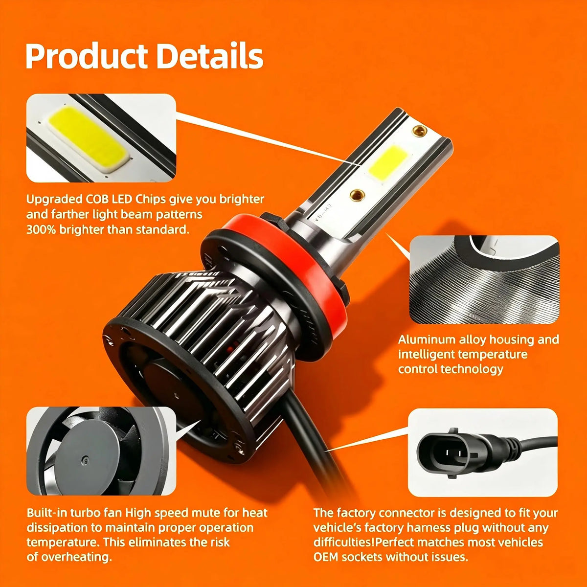Heyword 2Pcs LED H4 H7 Car Headlight H1 LED Bulb H8 H11 9005