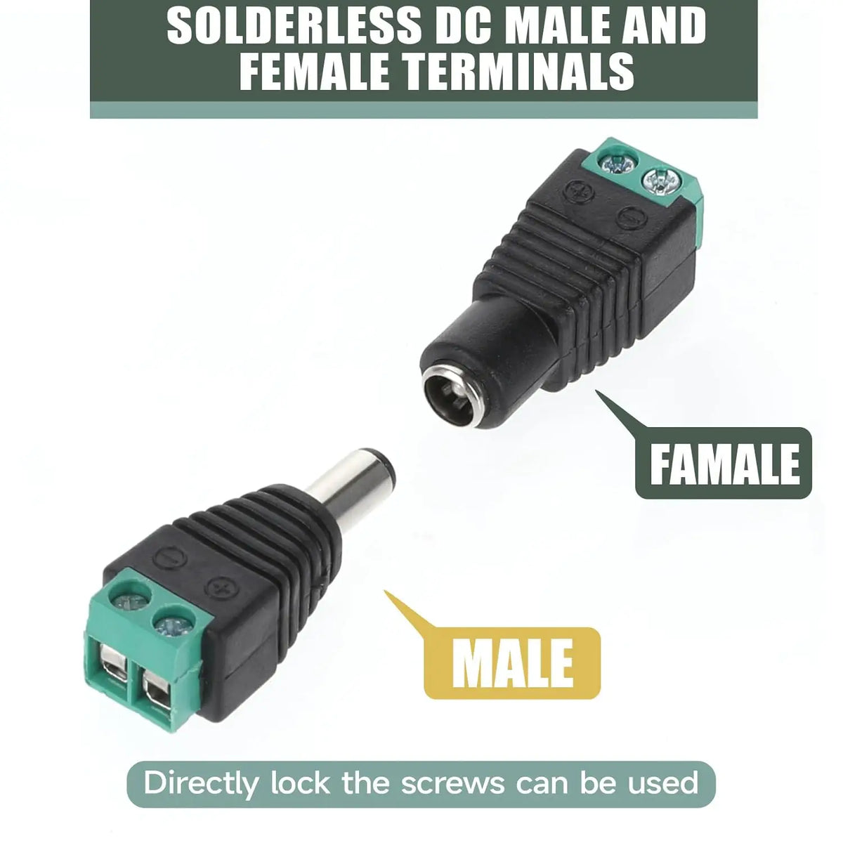 12V Male and Female Barrel Connectors 10 Pairs DC Power Jack