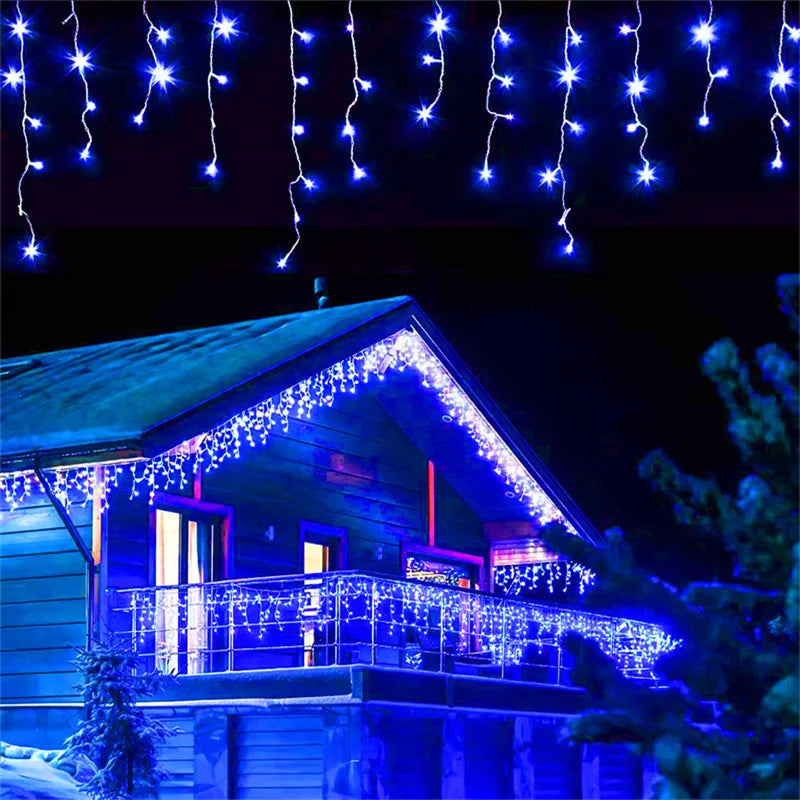 Christmas Lights Outdoor Decoration 4 Meter Droop 0.4-0.6m Led Curtain Icicle String Lights New Year Wedding Party Garland Light