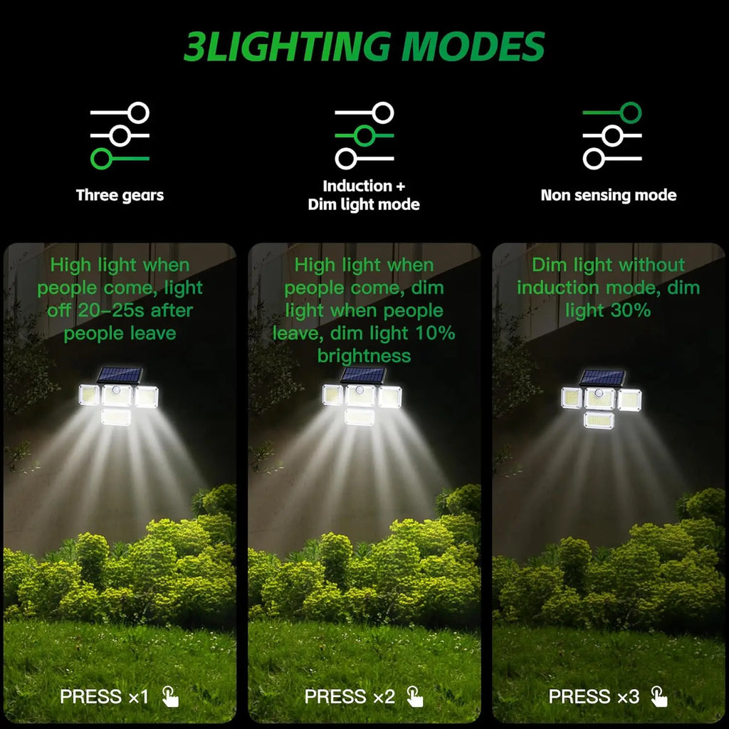 1 PACK Outdoor Motion Sensor Lamp 4-Head Solar Power Light 1