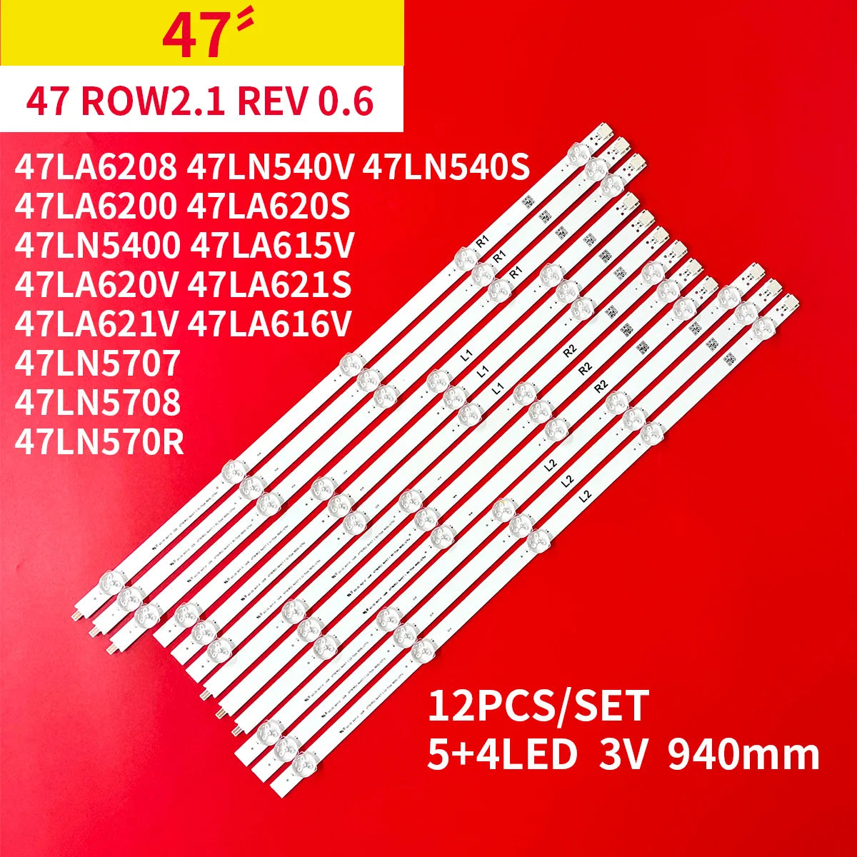 12Pcs/Set LED Backlight Strip for LIG 47 TV 47LA620S 47LN540