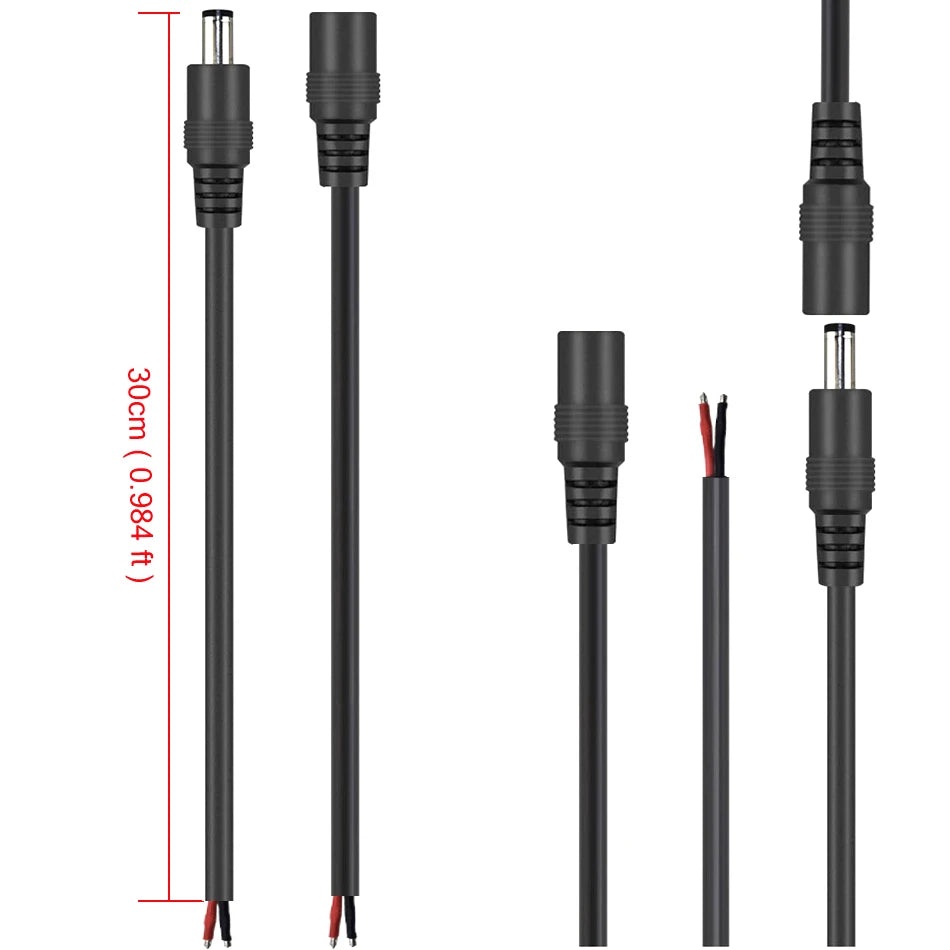 16AWG 2PIN 5.5x2.1mm / 5.5X2.5mm Power Plug DC Male Female C
