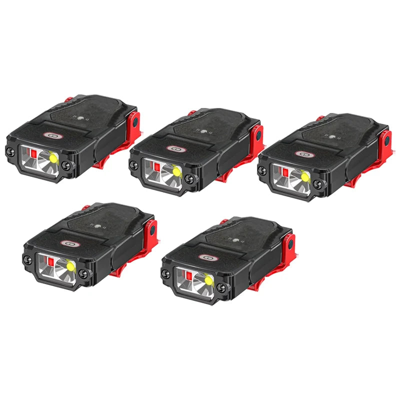 1-10PCS Mini Sensor LED Headlamp Hat Cap Clip Lights Rechargeable Head Torch Waterproof Headlight Flashlight for Camping Fishing