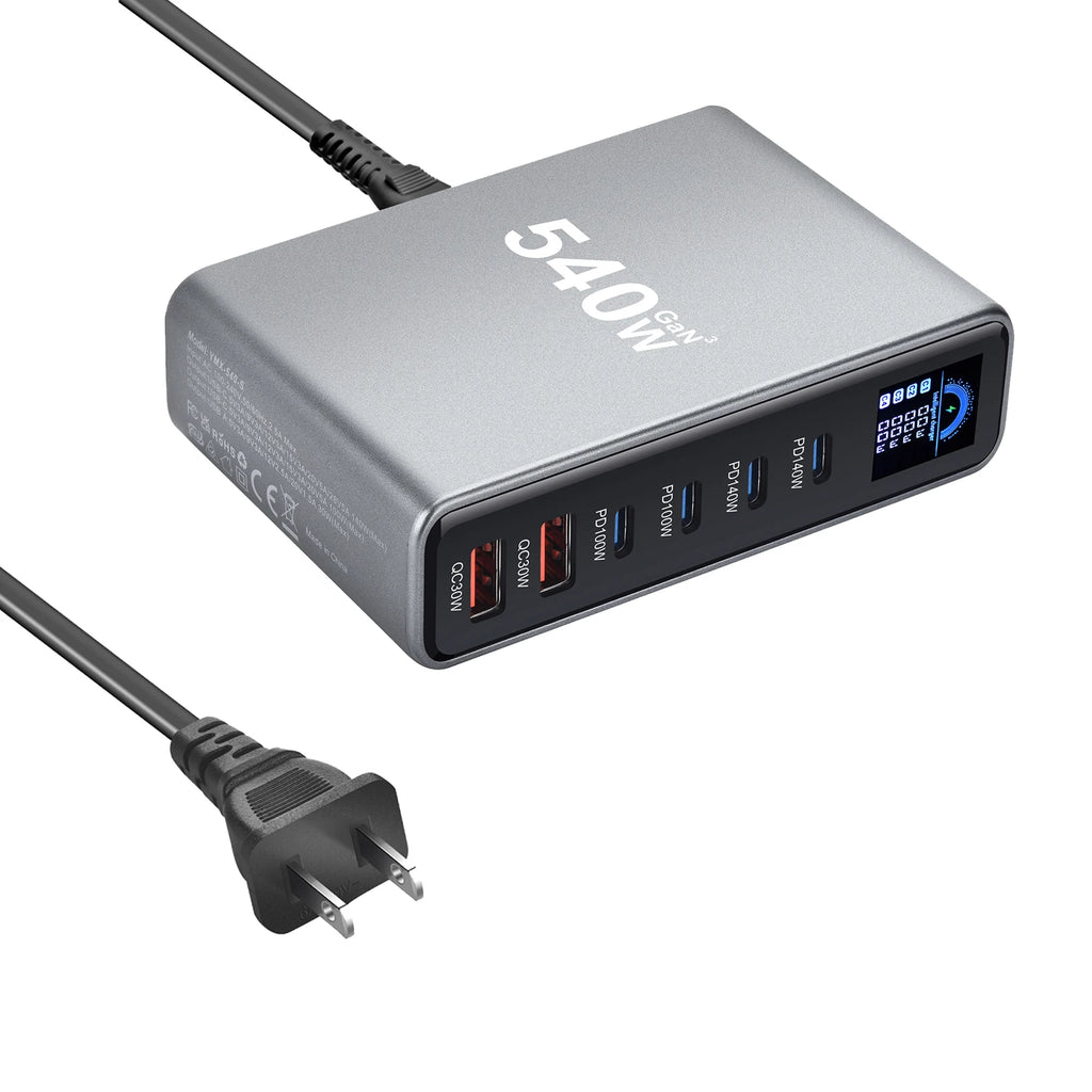 New 540W Desktop GaN Charging Station with Display Multi-por