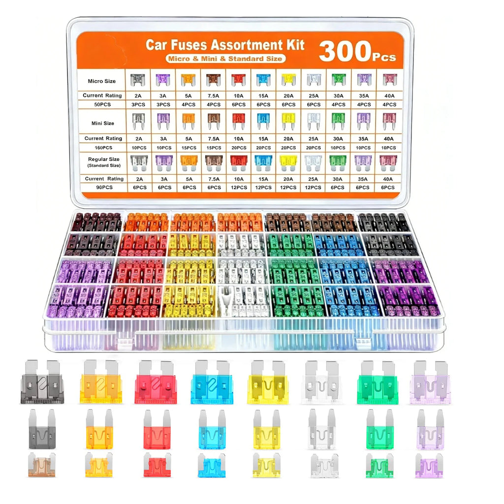 120-300Car Fuse Assortment Kit Blade Fuses Automotive Standard & Micro & Mini Fuse with Fuse Puller for Truck Boat RV Car Fuses