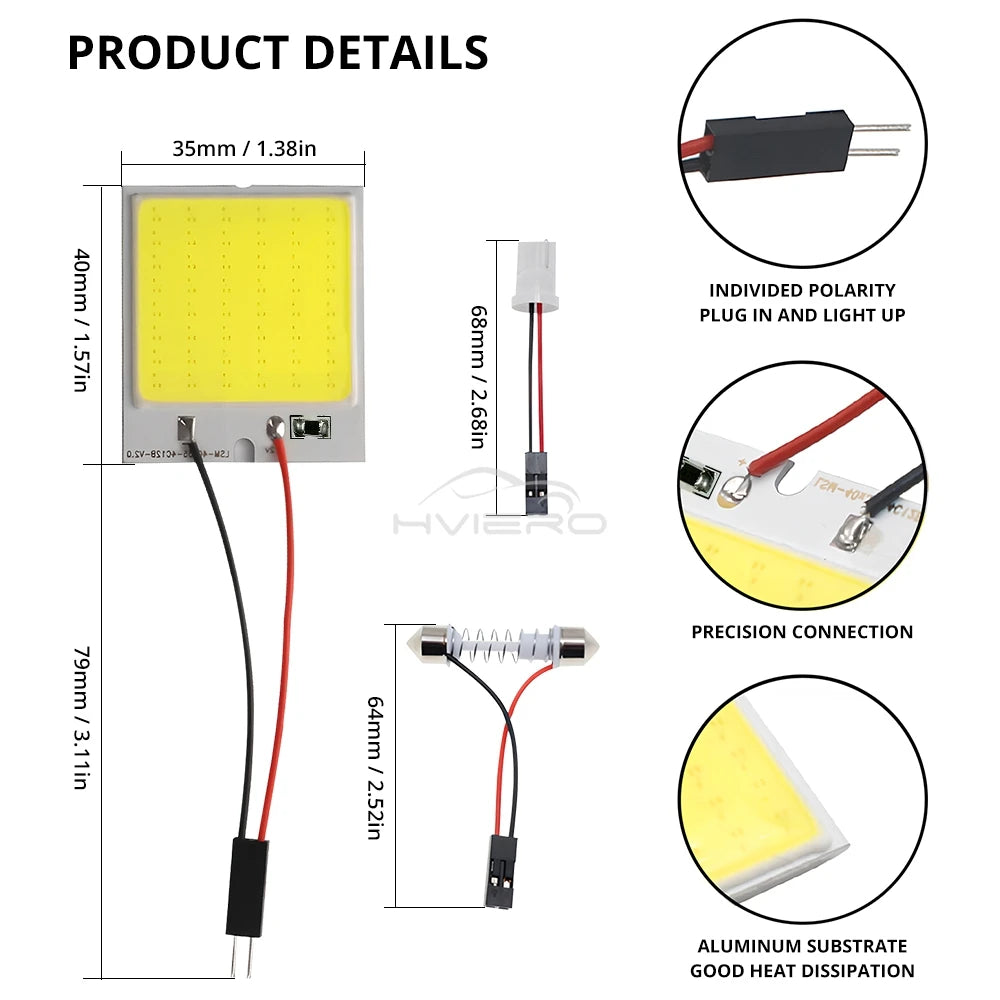 1/2/10PCS Cob 16 24 36 48SMD White Reading Lamp Led T10 Car 