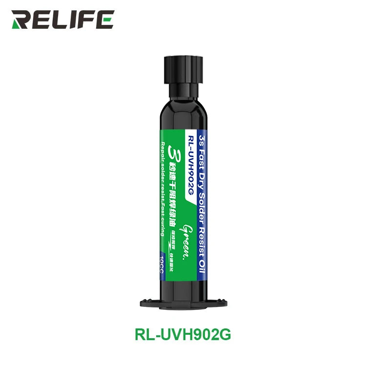RELIFE RL-UVH902 UV Transparent Curing Solder Mask for Mobile Phone Repair Jumping Wire Quick Dry Curing Welding Paste Flux Oil