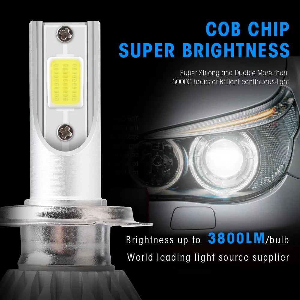 2Pcs C6 LED Headlight Bulbs H4/H7/H11/H1/H3 COB Car LED Head