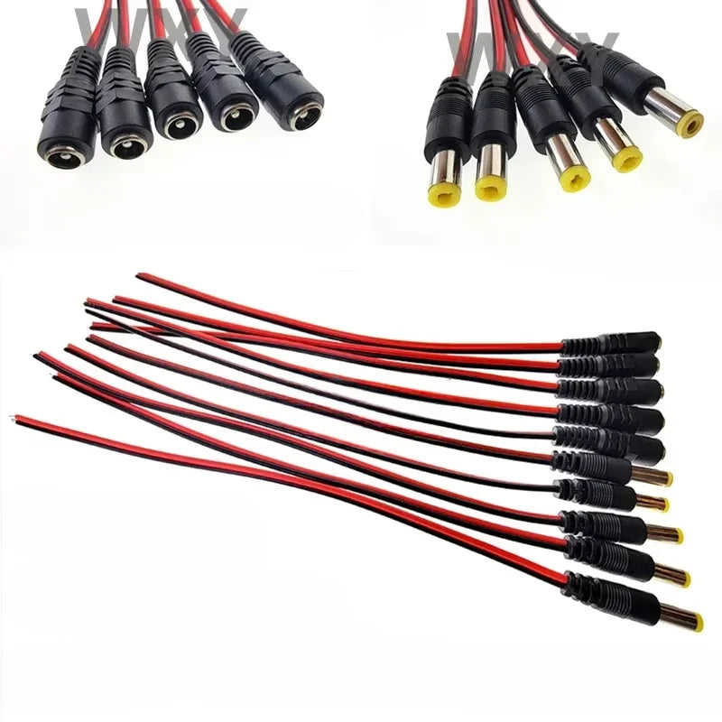 5pcs 10pcs 5.5x2.1 MM Male Female Plug 12V DC Power Pigtail 