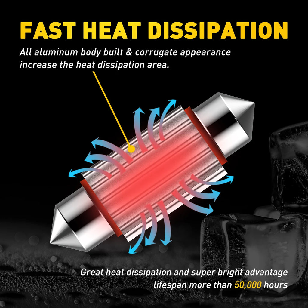AUXITO 4/2Pcs C10W LED Canbus Festoon 31mm 36mm C5W LED Bulb