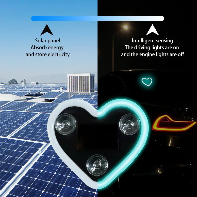 Universal Car Solar Heart-shaped Light Car Window LED Peach 