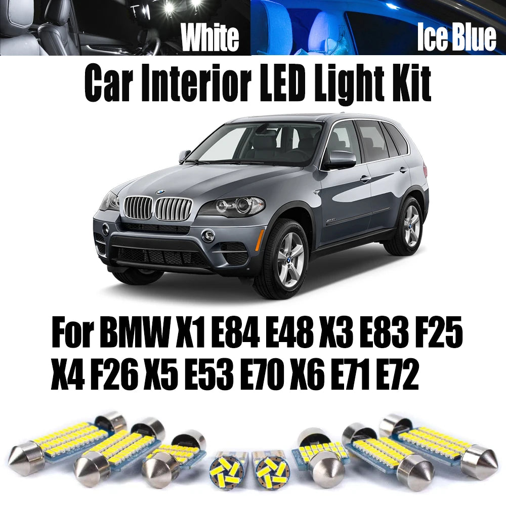 LED Interior Light Kit for BMW E71 E48 F25 - Canbus Error-Free Interior Bulbs