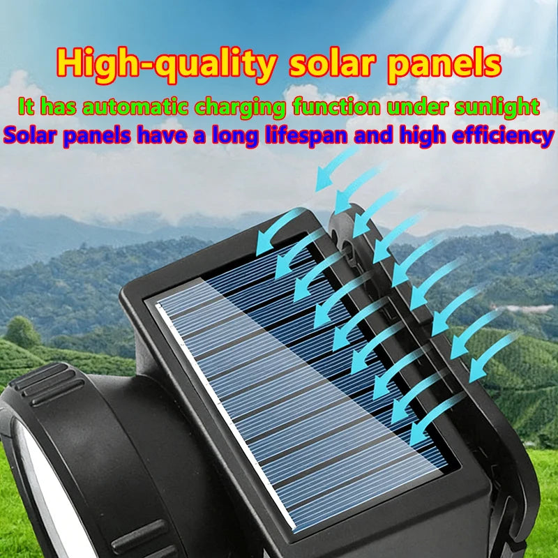 Solar + USB Rechargeable LED high brightness Headlamp Long-R
