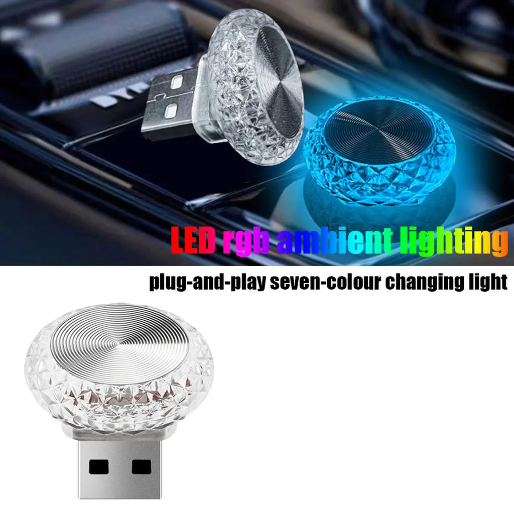 Mini USB LED Car Light Portable Plug Play Ambient Light Auto