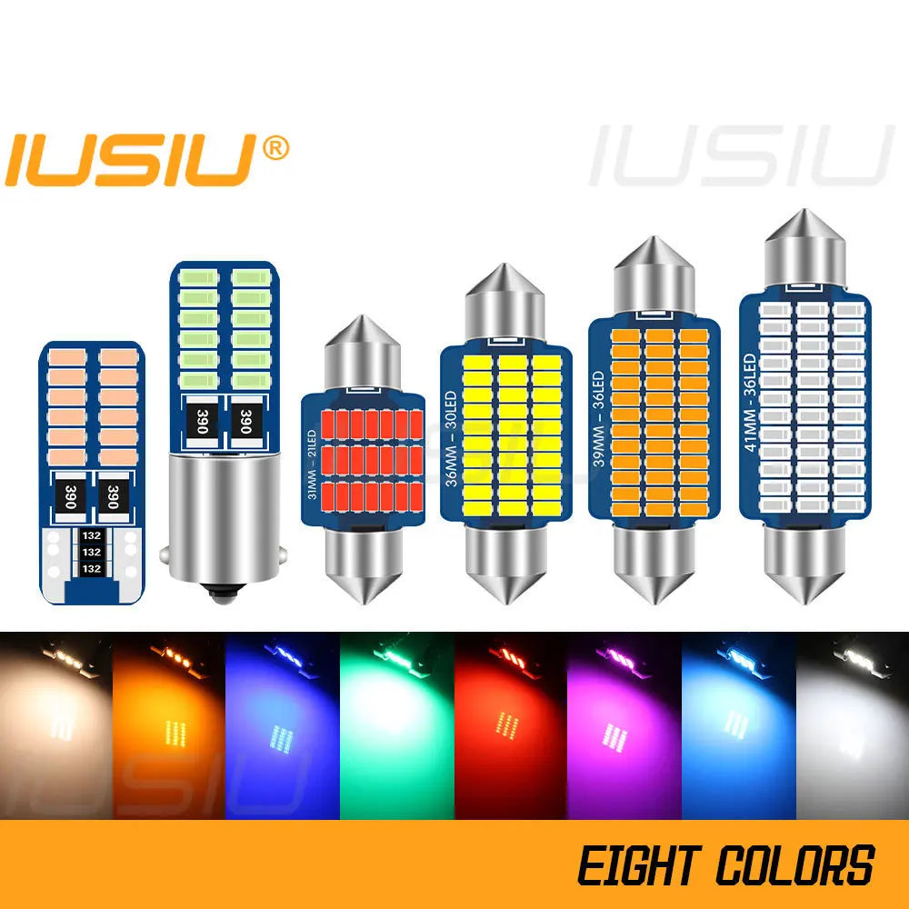 IUSIU 2PCS Car Interior Bulb C5W C10W T10 Led Dome Door BA9S