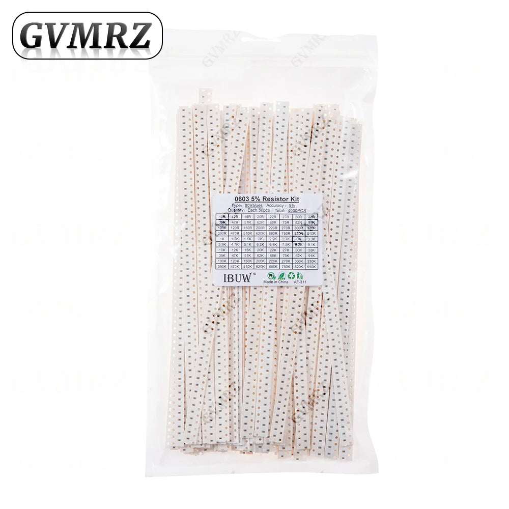 0201 0402 0603 0805 1206 1% 5% SMD Resistor Assorted Kit 1R-1M 10K 100K 1K 100R Resistance Set DIY 1R00 0R82 0R47 0R33