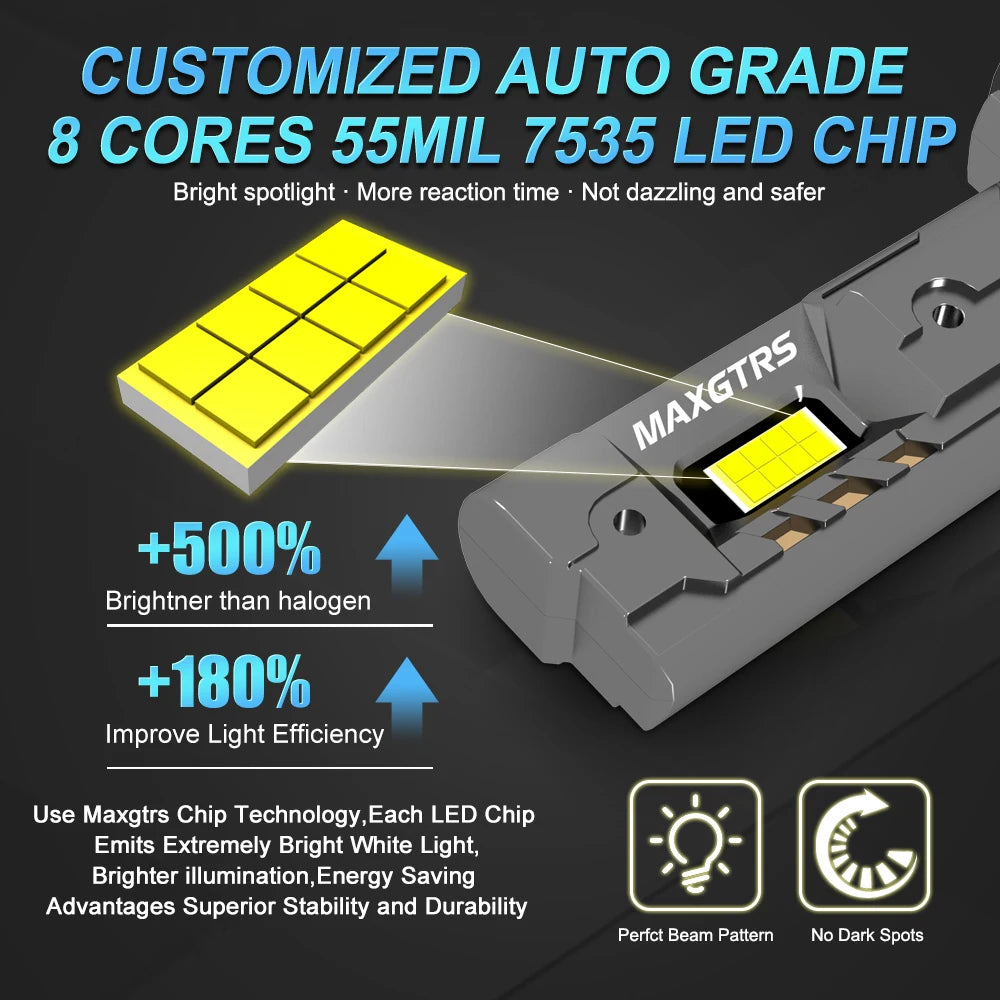 2Pcs 28000LM H8 H11 LED 7535 CSP Chip Car Headlight Bulbs HB