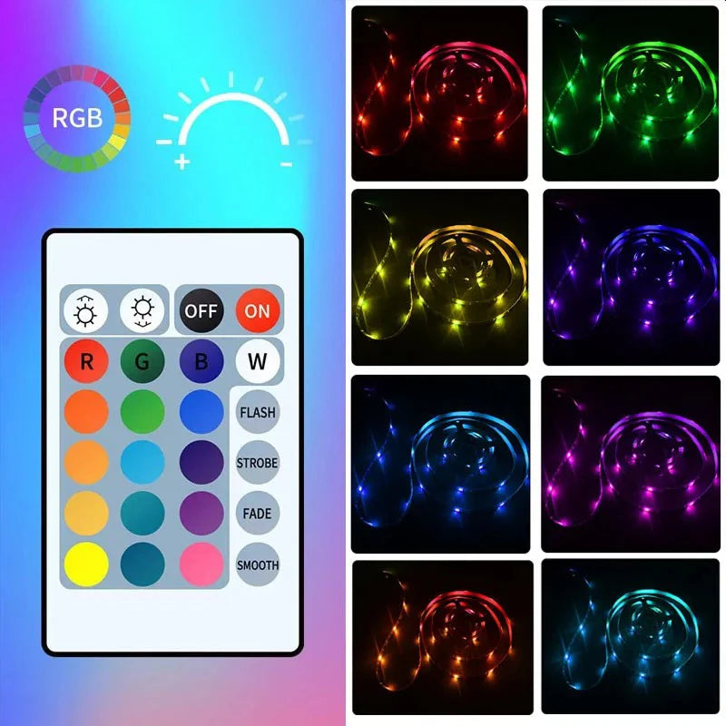 RGB LED Lights with Battery USB 5V LED Strip Lights IR Remot