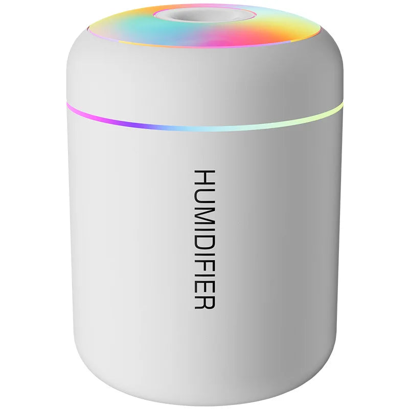 USB Mini Humidifier Quiet Large Mist Colorful Ambient Light for Car Home & Air-conditioned Rooms