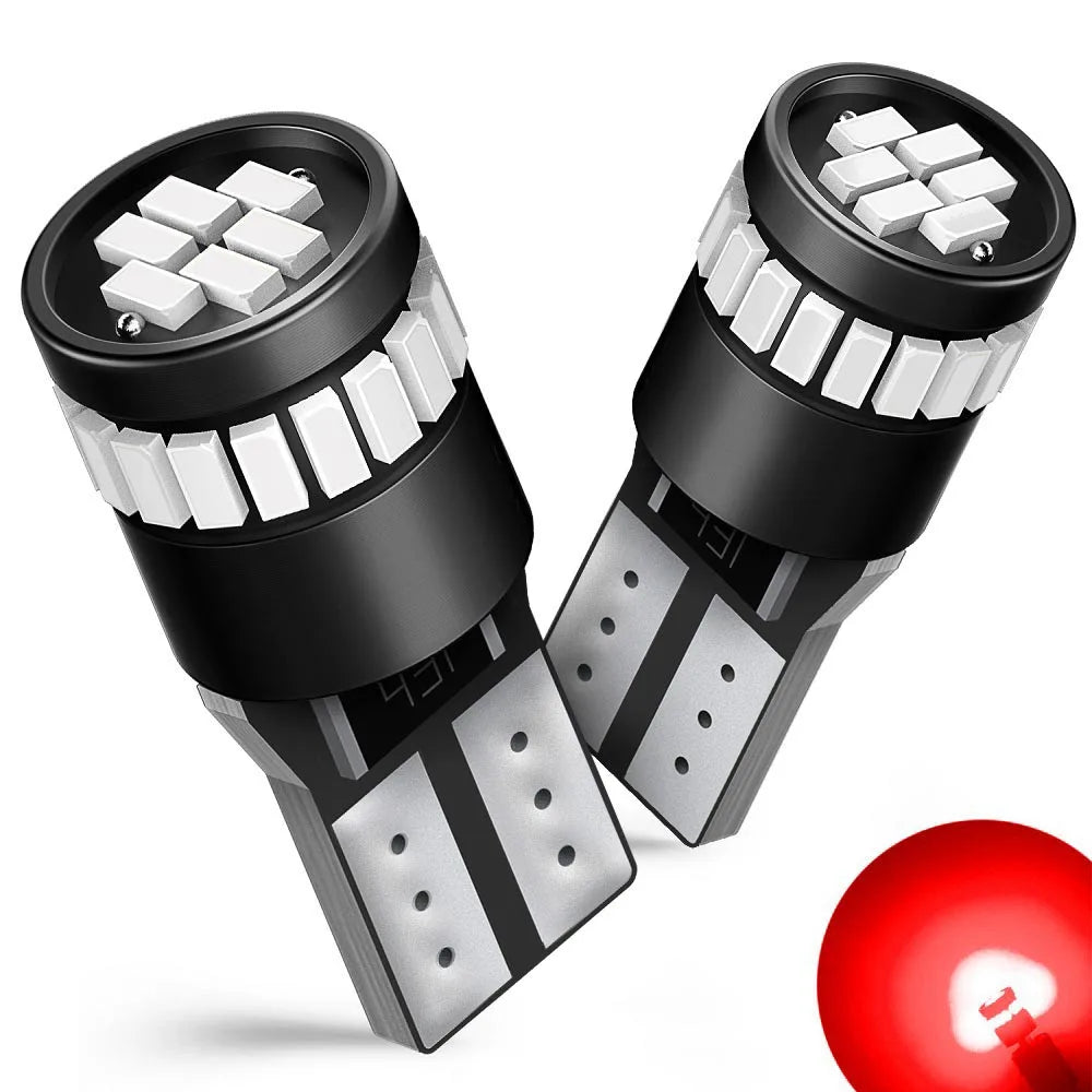 AUXITO 2Pcs T10 W5W LED Bulb Canbus No Error 194 168 LED Auto Lamp 3014 24SMD Car Interior Lights 6000K White Red Yellow 12V DC