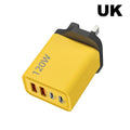 120W 4 Ports USB C Charger PD3.0 Fast Charging Type C Phone Charge Adapter for iPhone 17 16 Samsung Xiaomi Huawei EU US UK Plug