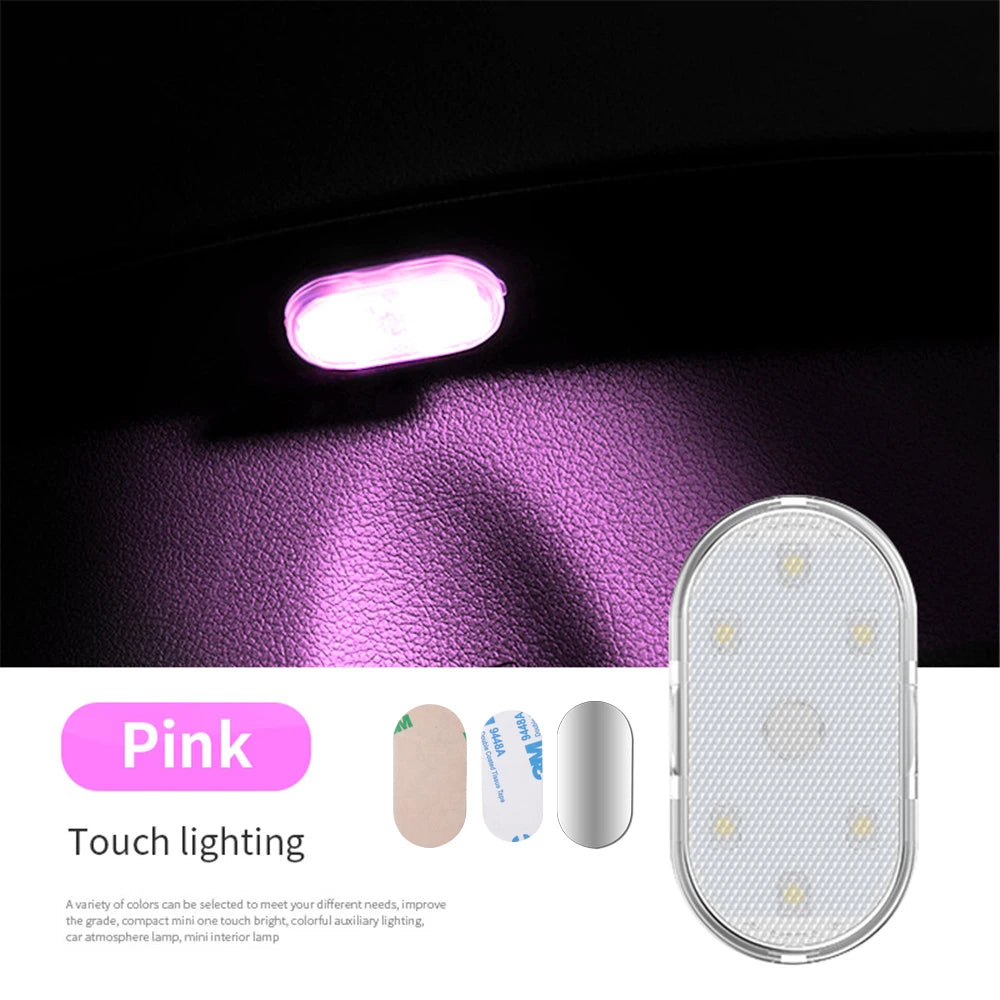 1/2pcs Multi Color Car Light Wireless LED Touch Light Roof Ceiling Sensor Read Lamp Mini USB Charging Light Auto Interior Lamp