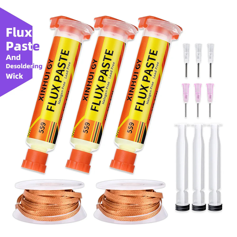 559 Desoldering Braid + NC-559 Flux Paste Syringe Kit Solder