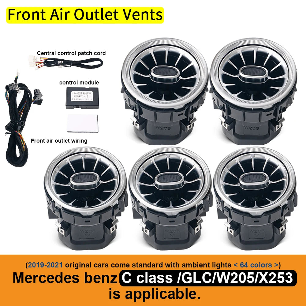 For Benz W205 C-Class GLC X253 W213 E W222 S C117/GLA X156/W176 W177 C118 Turbine Nozzle Air Vent Ambient Light Car Retrofit kit