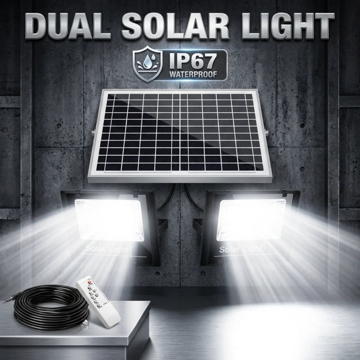 12000/8000mah Outdoor Solar Light 2 Head Solar Lamp Waterpro