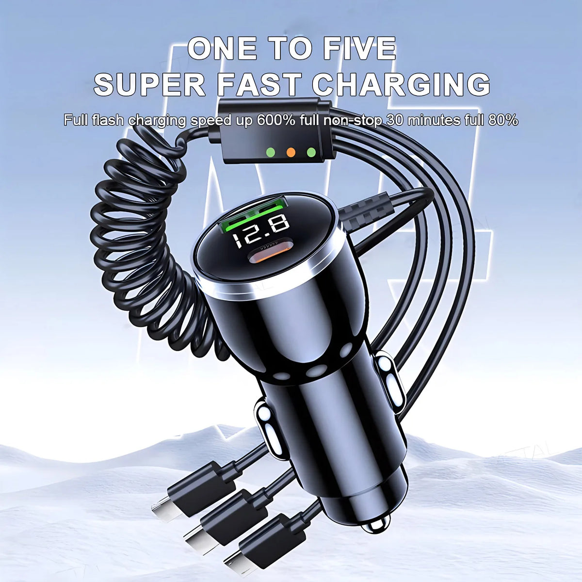 230W Car Charger 5 Ports Fast Charge PD QC3.0 USB C Car Phon